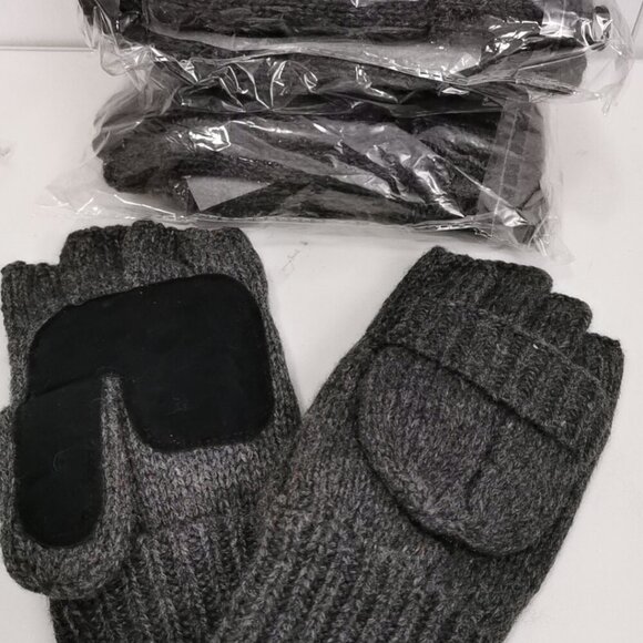 Half-Finger Flip Cover Gloves Wool Blend Knitted Winter Warm Gloves Men Women - Picture 6 of 6